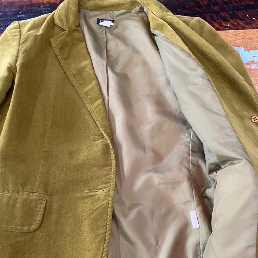 J. Crew Olive Green Velvet Blazer - Picture 2 of 2
